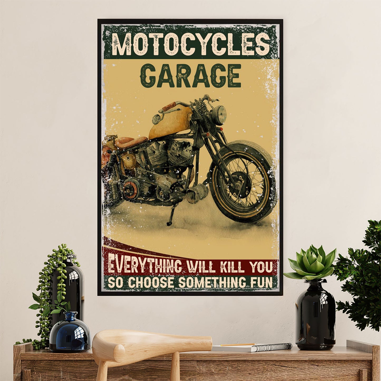 Metal Motorcycle Poster Wall Art Prints | Motorcycle Garage | Home Decor Gift for Biker