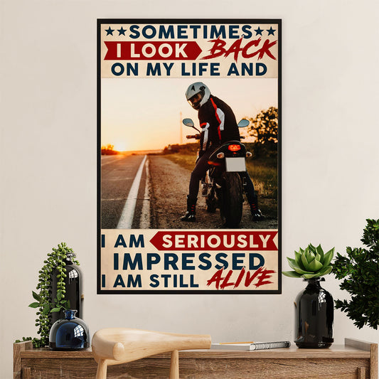 Metal Motorcycle Poster Wall Art Prints | Seriously Impressed | Home Decor Gift for Biker