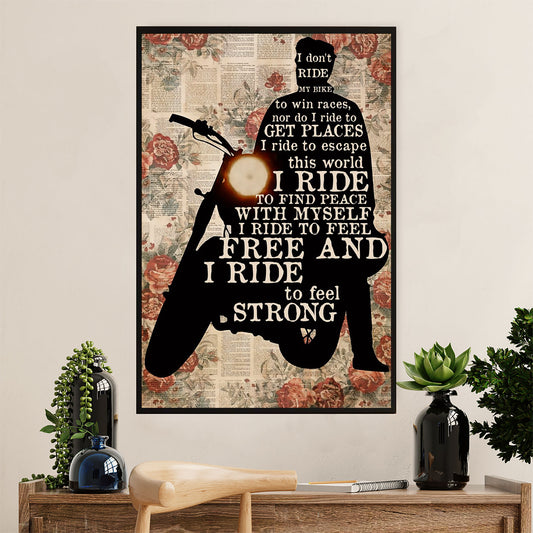 Metal Motorcycle Poster Wall Art Prints | Feel Free | Home Decor Gift for Biker