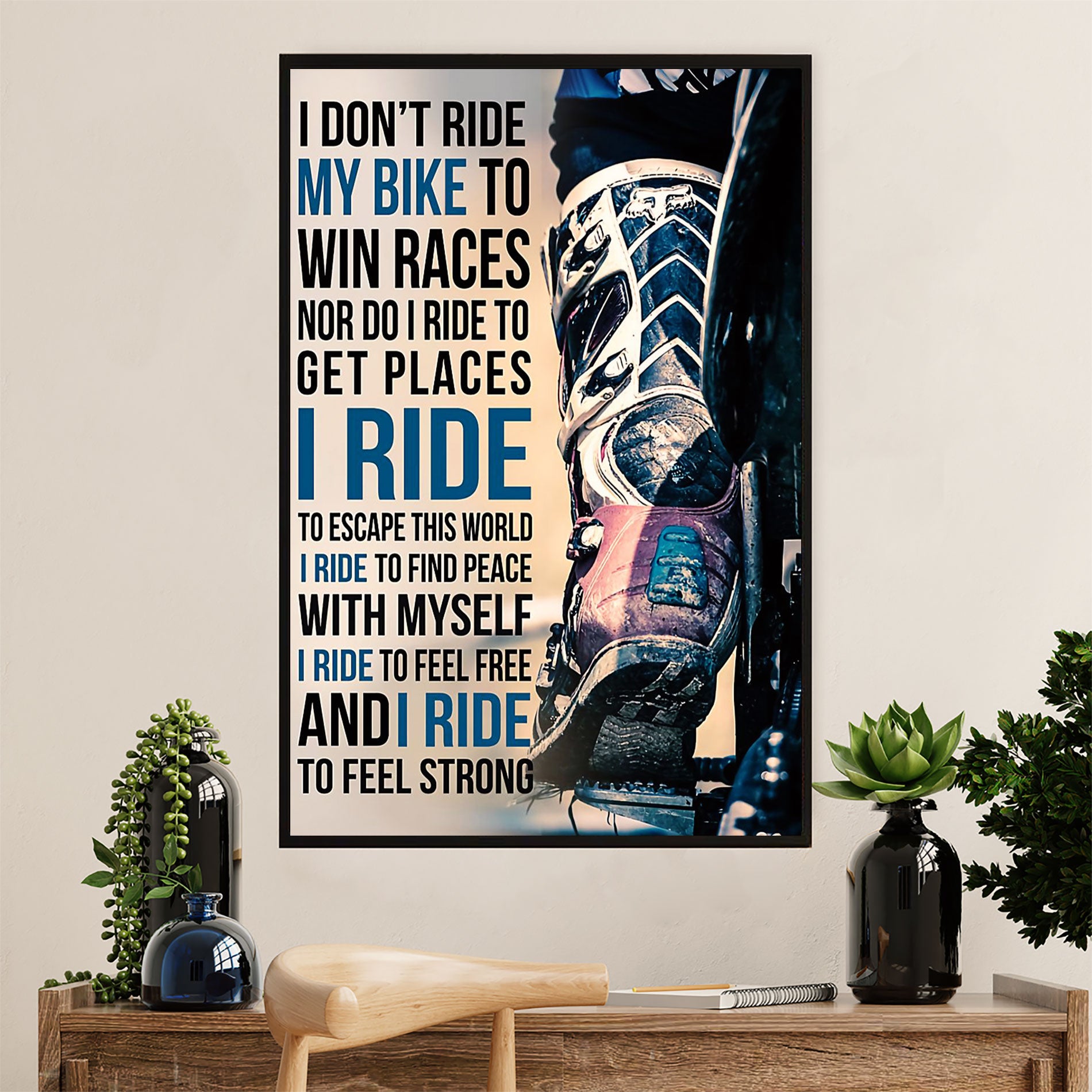 Metal Motorcycle Poster Wall Art Prints | Ride to find Peace | Home Decor Gift for Biker