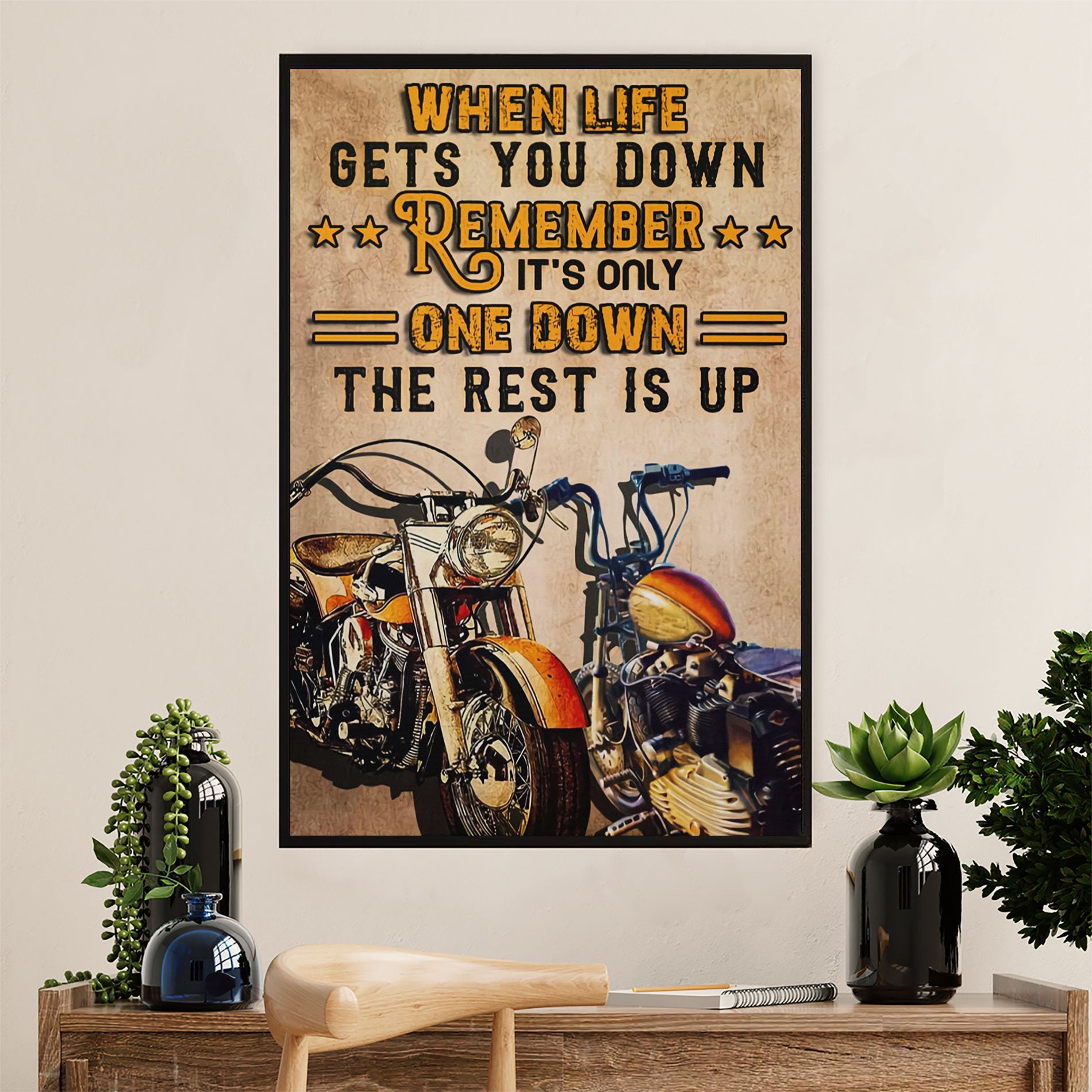 Metal Motorcycle Poster Wall Art Prints | Life Gets You Down | Home Decor Gift for Biker