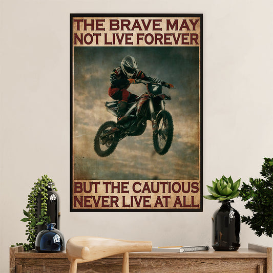 Metal Motorcycle Poster Wall Art Prints | Brave | Home Decor Gift for Biker