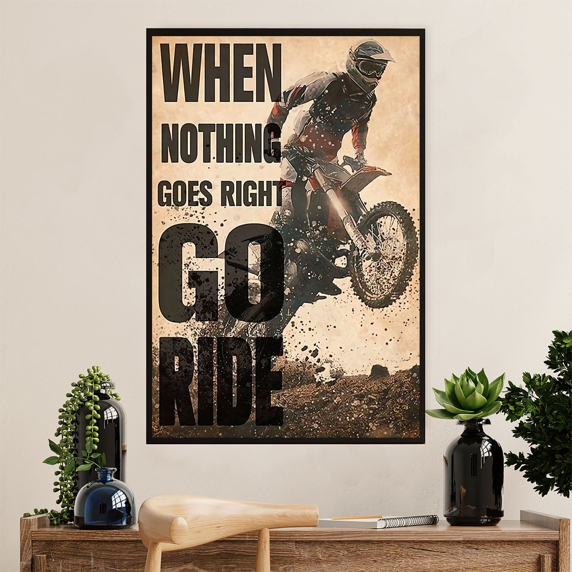 Metal Motorcycle Poster Wall Art Prints | Go Ride | Home Decor Gift for Biker