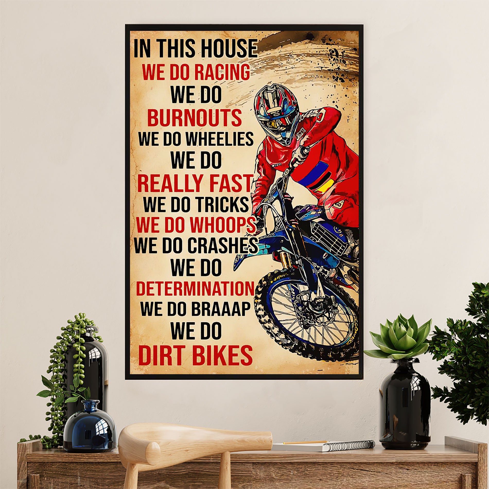 Metal Motorcycle Poster Wall Art Prints | In This House | Home Decor Gift for Biker
