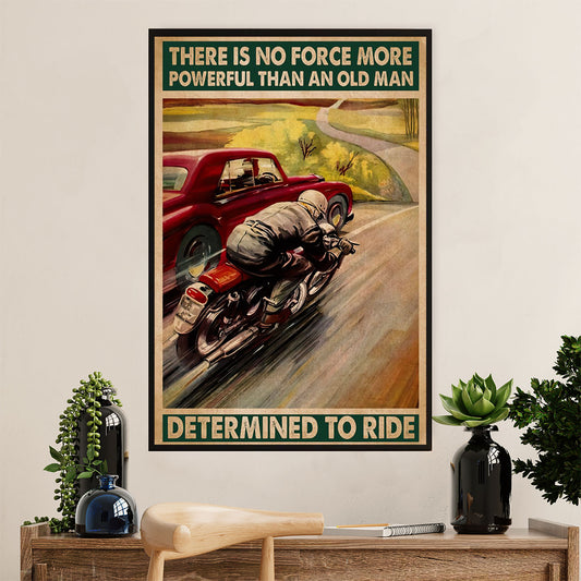 Metal Motorcycle Poster Wall Art Prints | Old Man Rides | Home Decor Gift for Biker