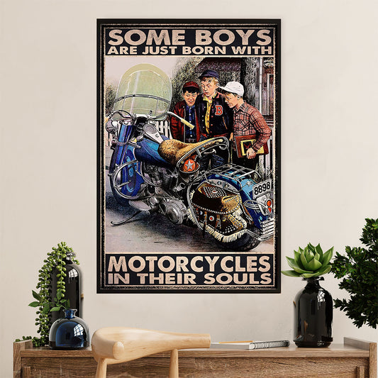 Metal Motorcycle Poster Wall Art Prints | Some Boys Born With | Home Decor Gift for Biker