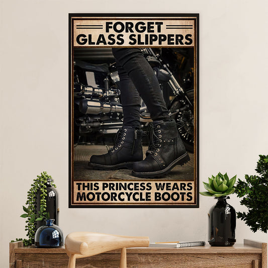 Metal Motorcycle Poster Wall Art Prints | Princess Wears Motorcycle Boots | Home Decor Gift for Biker