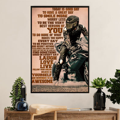 Metal Motorcycle Poster Wall Art Prints | Laugh Live Love | Home Decor Gift for Biker