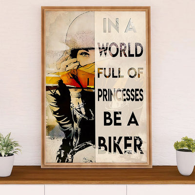 Metal Motorcycle Poster Wall Art Prints | Biker Princess | Home Decor Gift for Biker