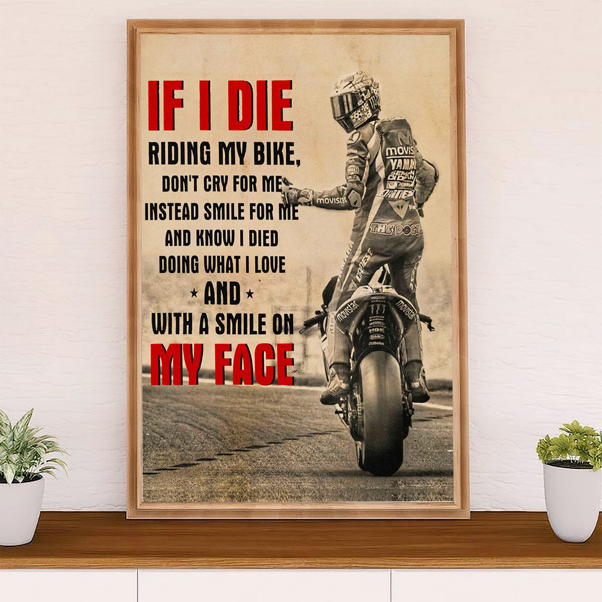 Metal Motorcycle Poster Wall Art Prints | If I Die | Home Decor Gift for Biker