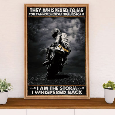 Metal Motorcycle Poster Wall Art Prints | I Am The Storm | Home Decor Gift for Biker