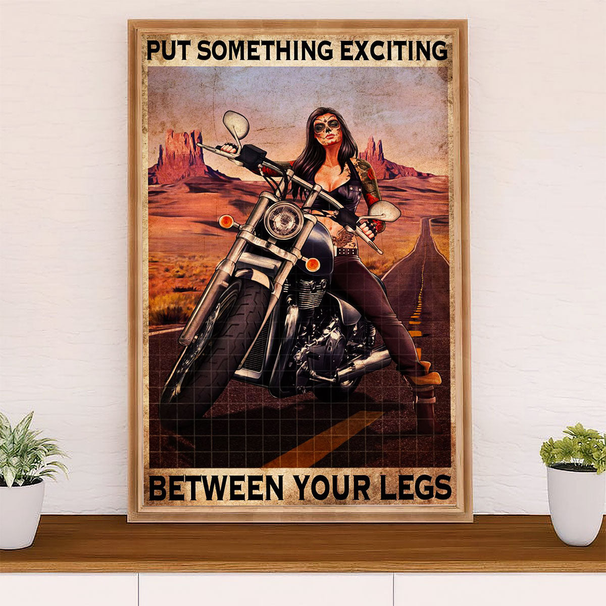 Metal Motorcycle Poster Wall Art Prints | Put Something Exciting | Home Decor Gift for Biker