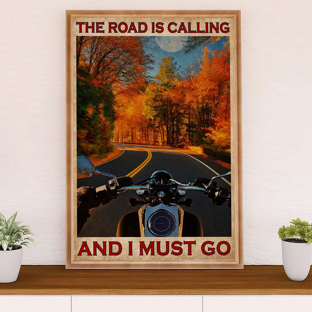 Metal Motorcycle Poster Wall Art Prints | Road is Calling | Home Decor Gift for Biker