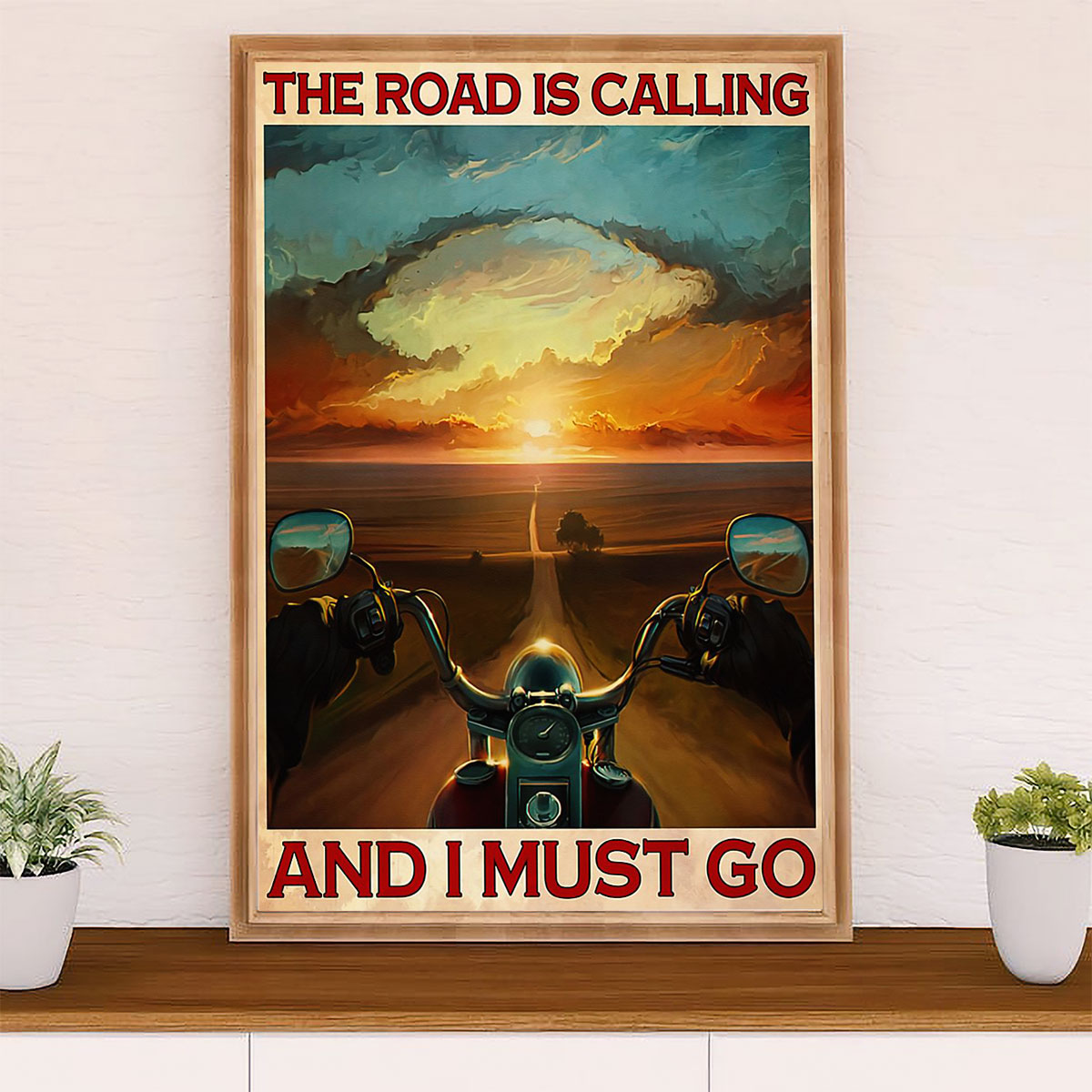 Metal Motorcycle Poster Wall Art Prints | Motorcycle in sunshine | Home Decor Gift for Biker