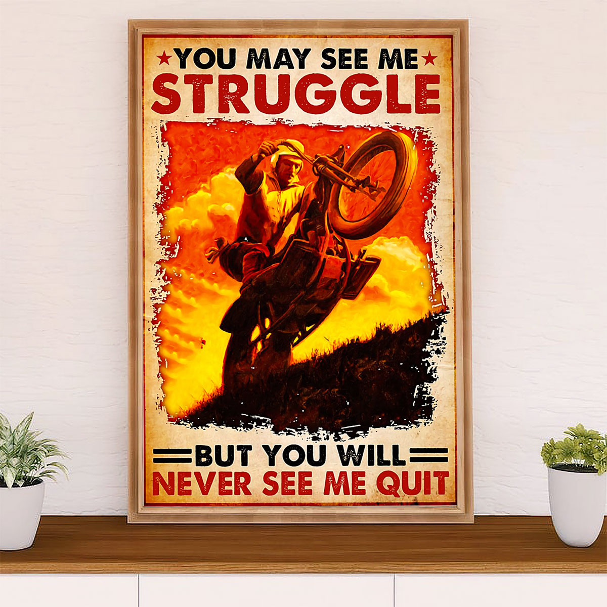 Metal Motorcycle Poster Wall Art Prints | Will Never See Me Quit | Home Decor Gift for Biker