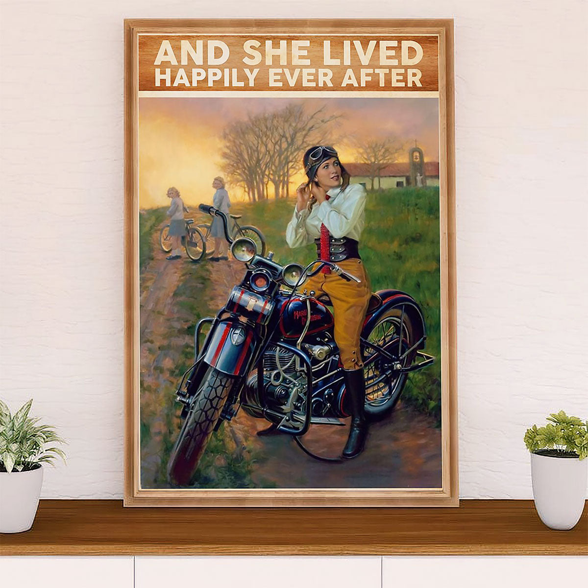 Metal Motorcycle Poster Wall Art Prints | Girl Woman Loves Motorcycle | Home Decor Gift for Biker