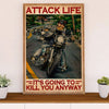 Metal Motorcycle Poster Wall Art Prints | Attack Life | Home Decor Gift for Biker