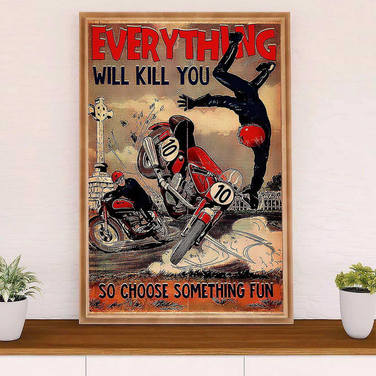 Metal Motorcycle Poster Wall Art Prints | Choose Something Fun | Home Decor Gift for Biker