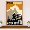 Metal Motorcycle Poster Wall Art Prints | Winner Never Gives Up | Home Decor Gift for Biker