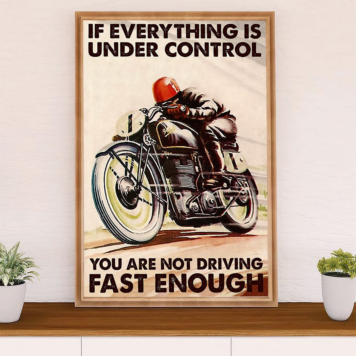 Metal Motorcycle Poster Wall Art Prints | Not Fast Enough | Home Decor Gift for Biker