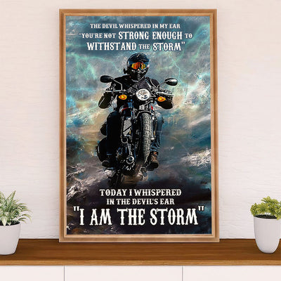 Metal Motorcycle Poster Wall Art Prints | Withstand the Storm | Home Decor Gift for Biker