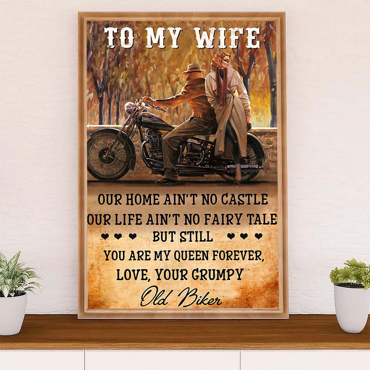 Metal Motorcycle Poster Wall Art Prints | Husband Biker to Wife | Home Decor Gift for Biker