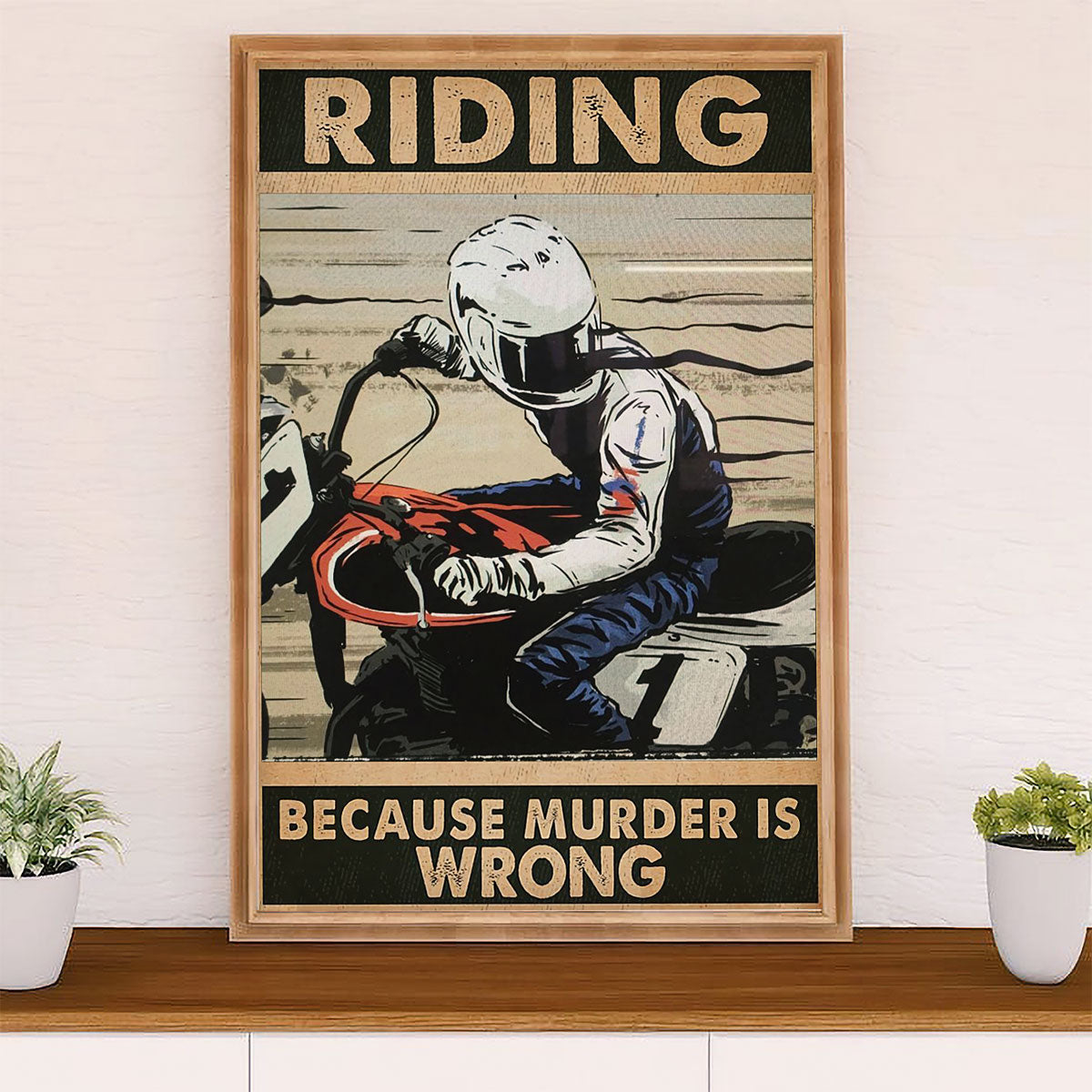 Metal Motorcycle Poster Wall Art Prints | Riding Because | Home Decor Gift for Biker