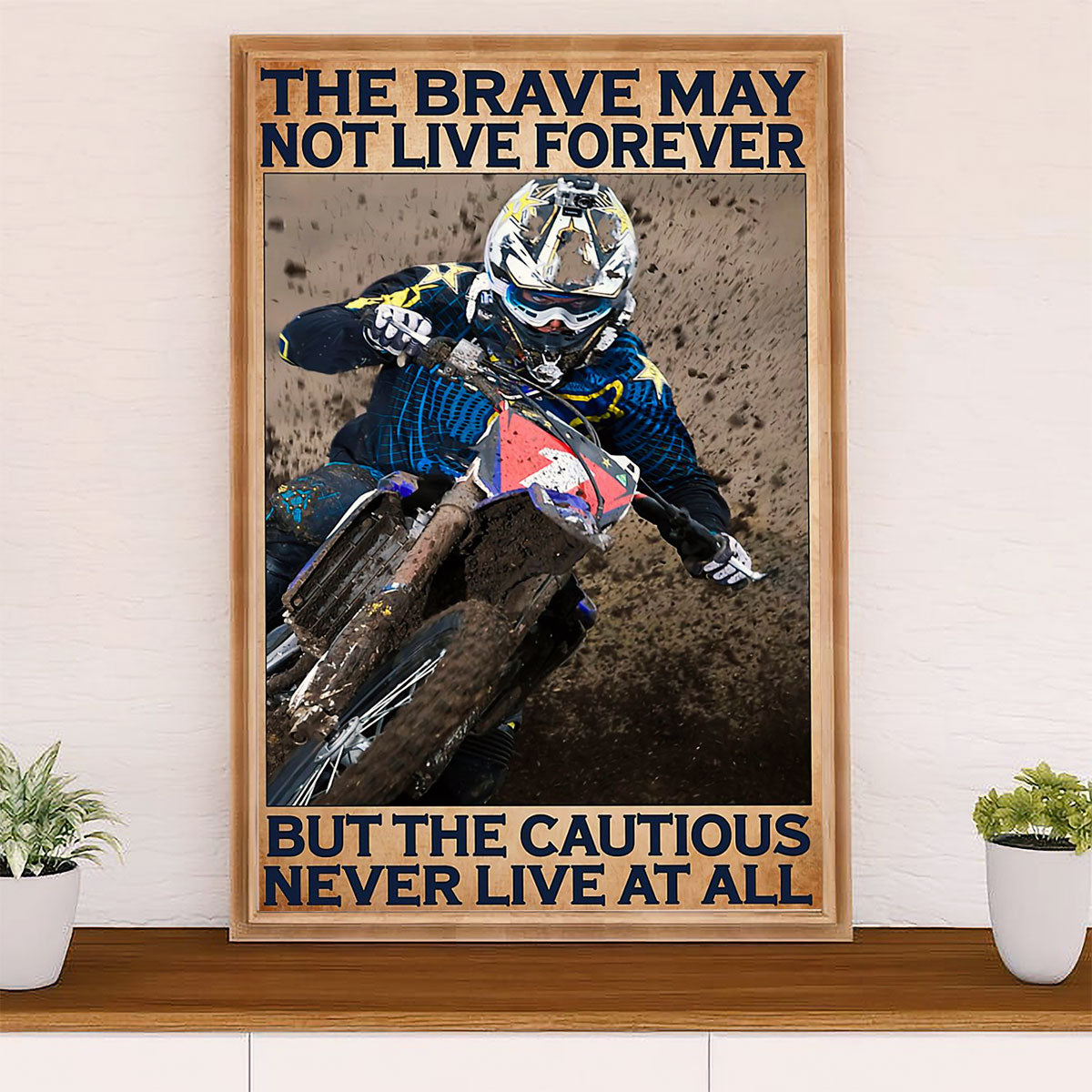 Metal Motorcycle Poster Wall Art Prints | Cautions Never Live | Home Decor Gift for Biker