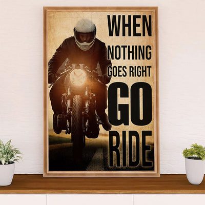Metal Motorcycle Poster Wall Art Prints | Go Ride | Home Decor Gift for Biker