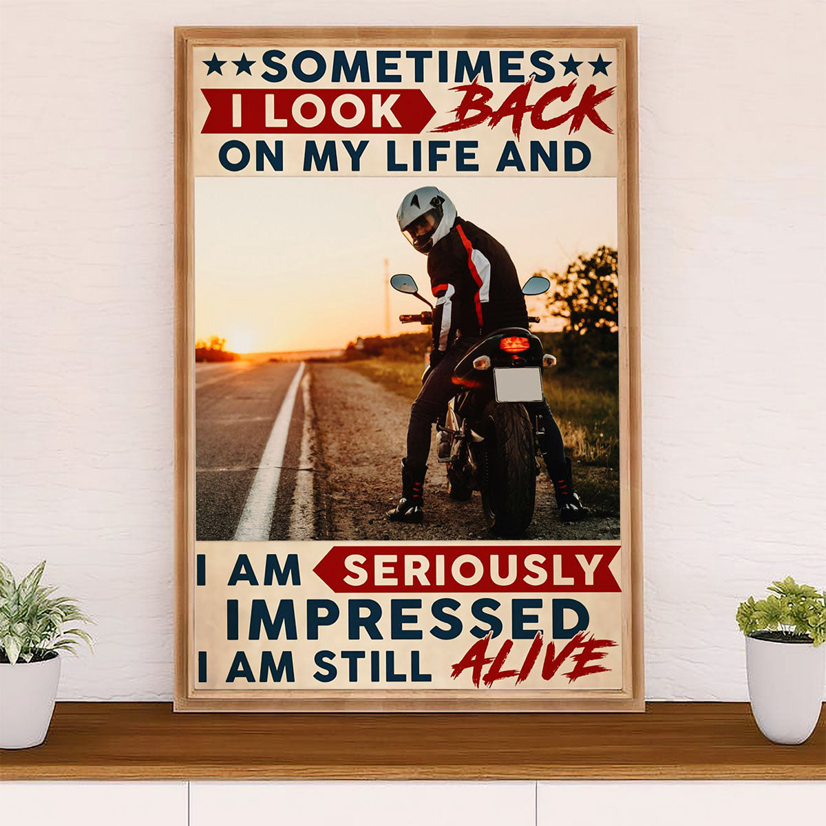 Metal Motorcycle Poster Wall Art Prints | Seriously Impressed | Home Decor Gift for Biker