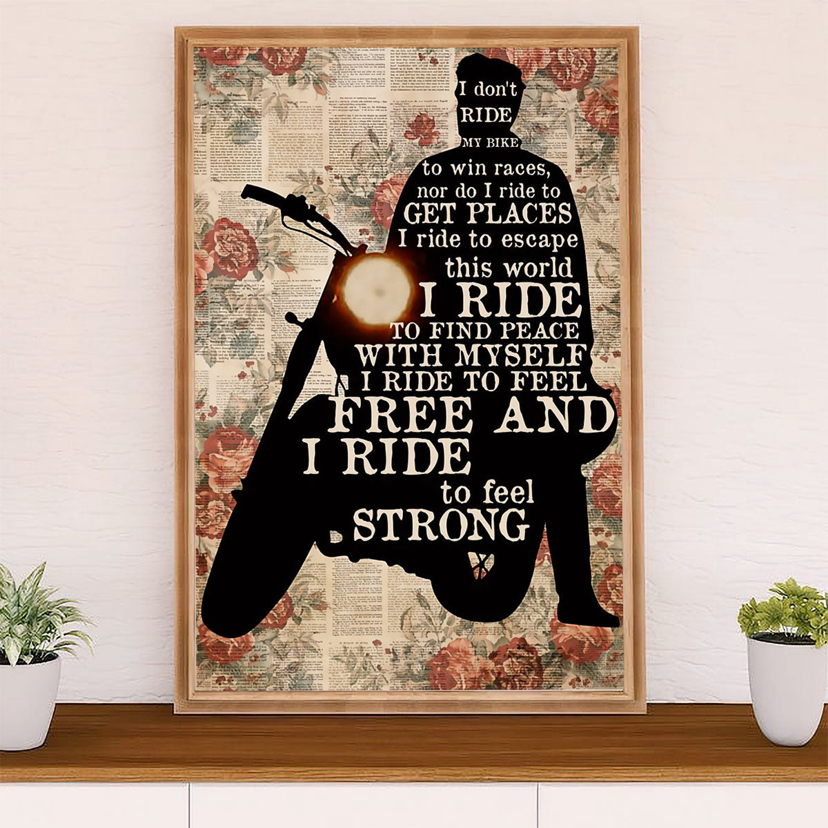 Metal Motorcycle Poster Wall Art Prints | Feel Free | Home Decor Gift for Biker