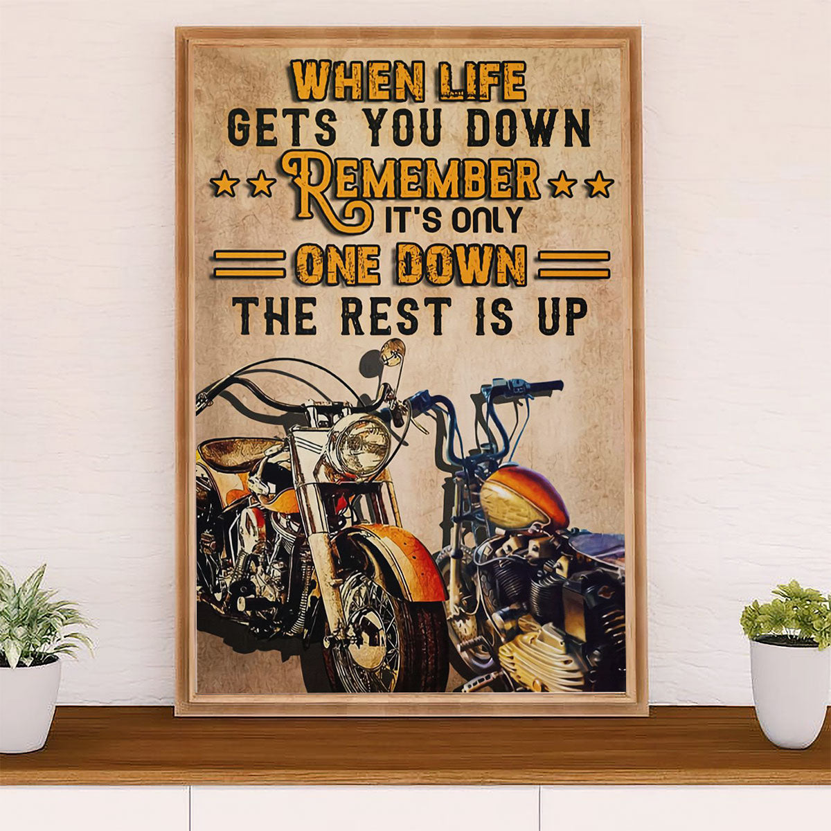 Metal Motorcycle Poster Wall Art Prints | Life Gets You Down | Home Decor Gift for Biker