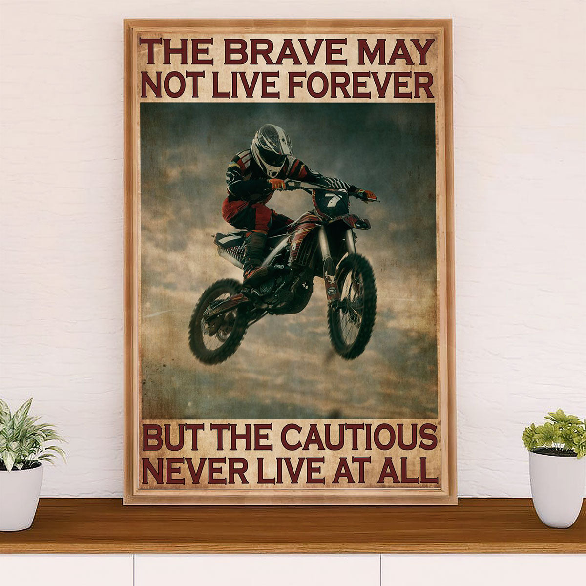 Metal Motorcycle Poster Wall Art Prints | Brave | Home Decor Gift for Biker