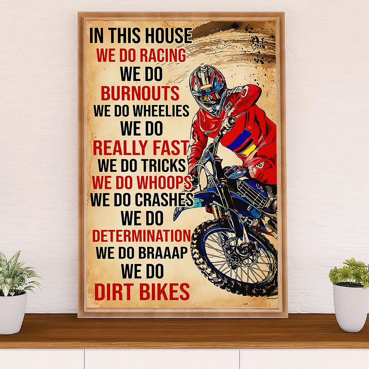 Metal Motorcycle Poster Wall Art Prints | In This House | Home Decor Gift for Biker