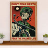Metal Motorcycle Poster Wall Art Prints | Don't Fear Death | Home Decor Gift for Biker