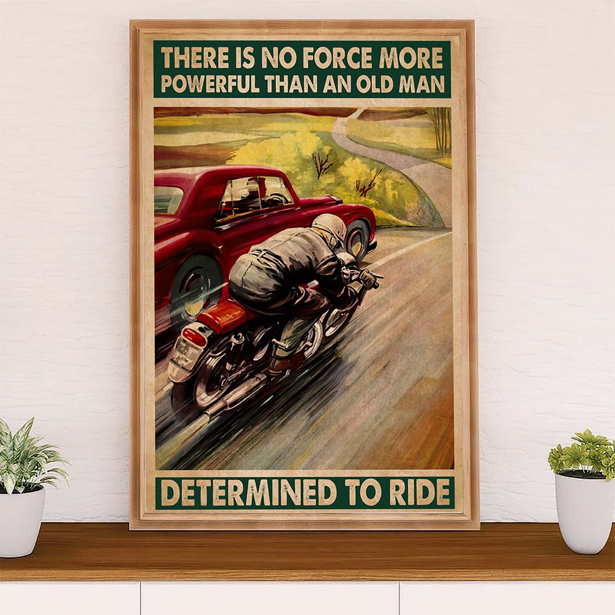 Metal Motorcycle Poster Wall Art Prints | Old Man Rides | Home Decor Gift for Biker