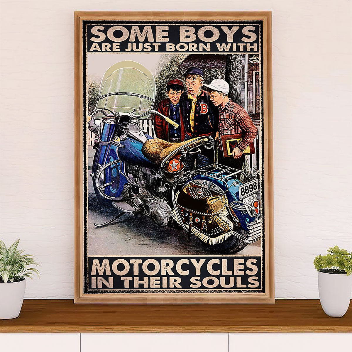Metal Motorcycle Poster Wall Art Prints | Some Boys Born With | Home Decor Gift for Biker
