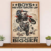 Metal Motorcycle Poster Wall Art Prints | Boys Never Grow Up | Home Decor Gift for Biker