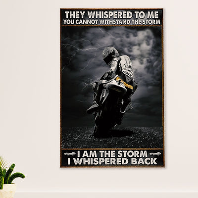 Metal Motorcycle Poster Wall Art Prints | I Am The Storm | Home Decor Gift for Biker