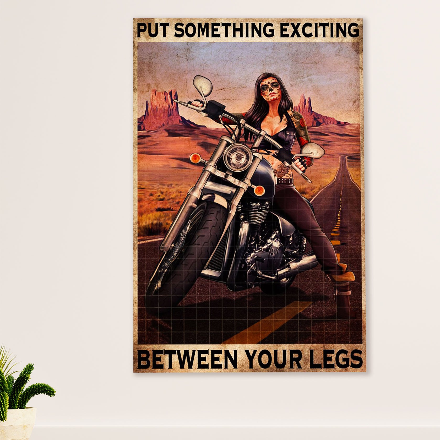 Metal Motorcycle Poster Wall Art Prints | Put Something Exciting | Home Decor Gift for Biker