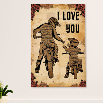 Metal Motorcycle Poster Wall Art Prints | Dad & Son Rider | Home Decor Gift for Biker