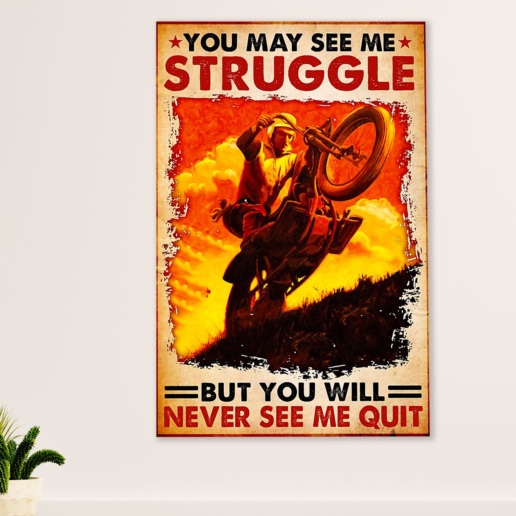 Metal Motorcycle Poster Wall Art Prints | Will Never See Me Quit | Home Decor Gift for Biker