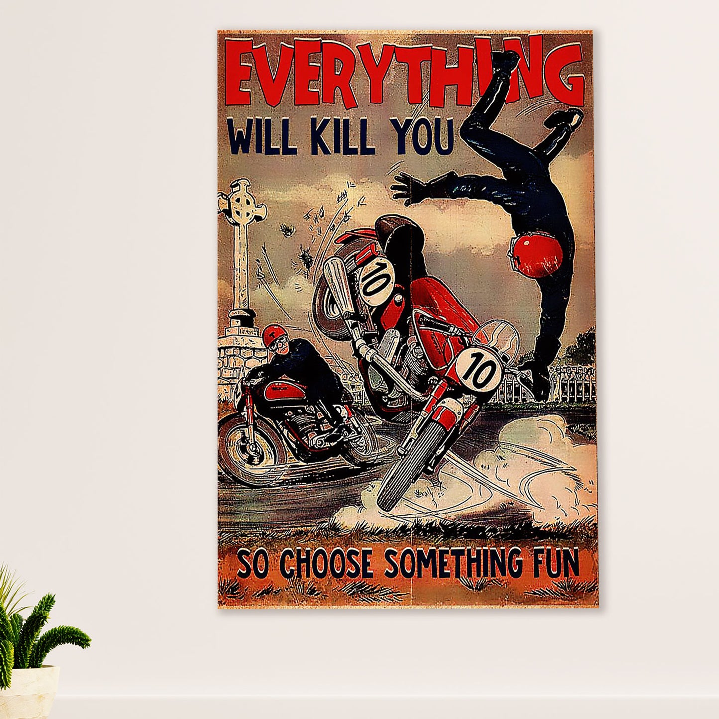 Metal Motorcycle Poster Wall Art Prints | Choose Something Fun | Home Decor Gift for Biker