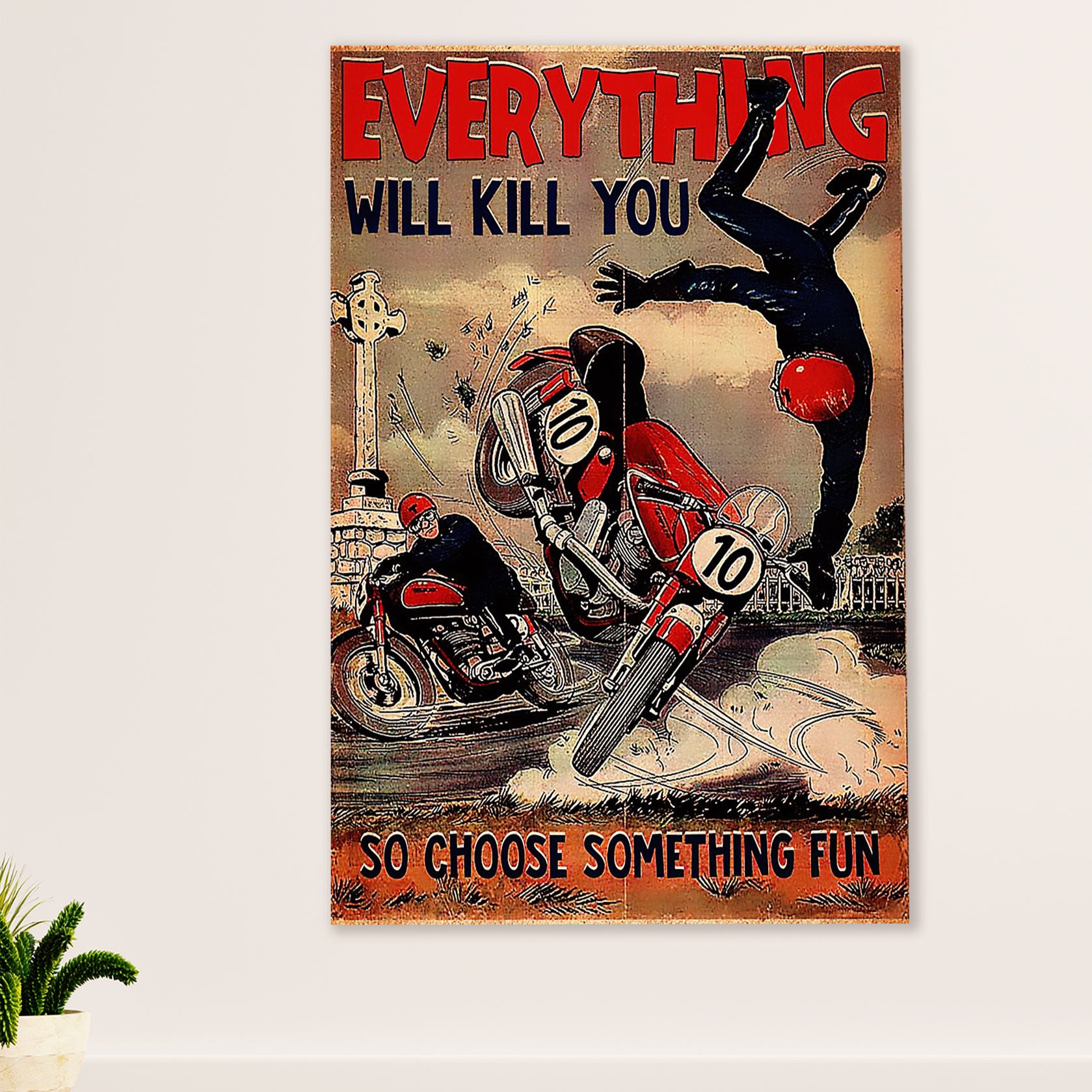 Metal Motorcycle Poster Wall Art Prints | Choose Something Fun | Home Decor Gift for Biker