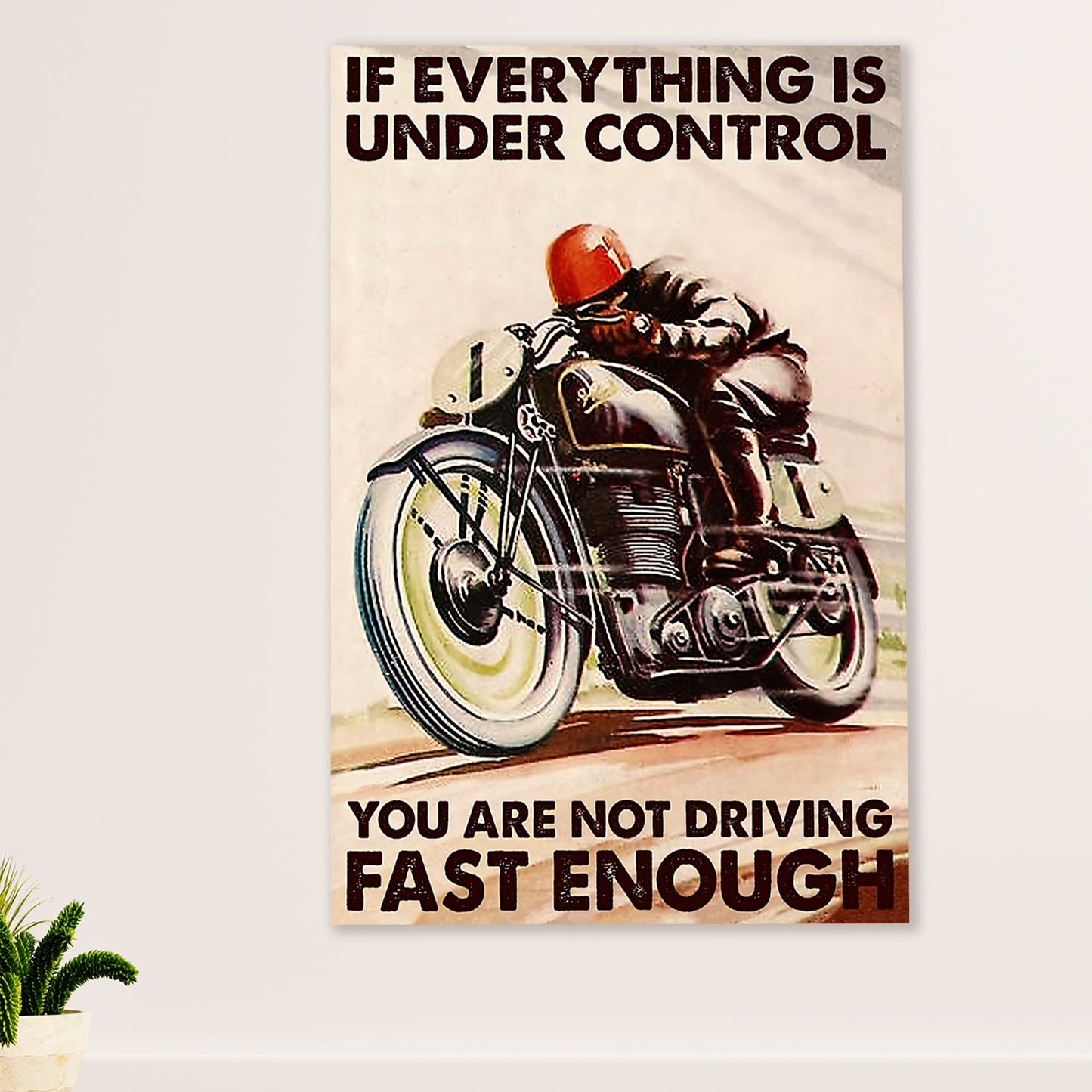 Metal Motorcycle Poster Wall Art Prints | Not Fast Enough | Home Decor Gift for Biker