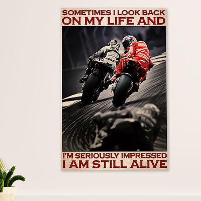 Metal Motorcycle Poster Wall Art Prints | I Am Still Alive | Home Decor Gift for Biker