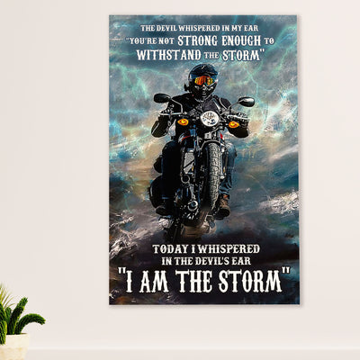 Metal Motorcycle Poster Wall Art Prints | Withstand the Storm | Home Decor Gift for Biker