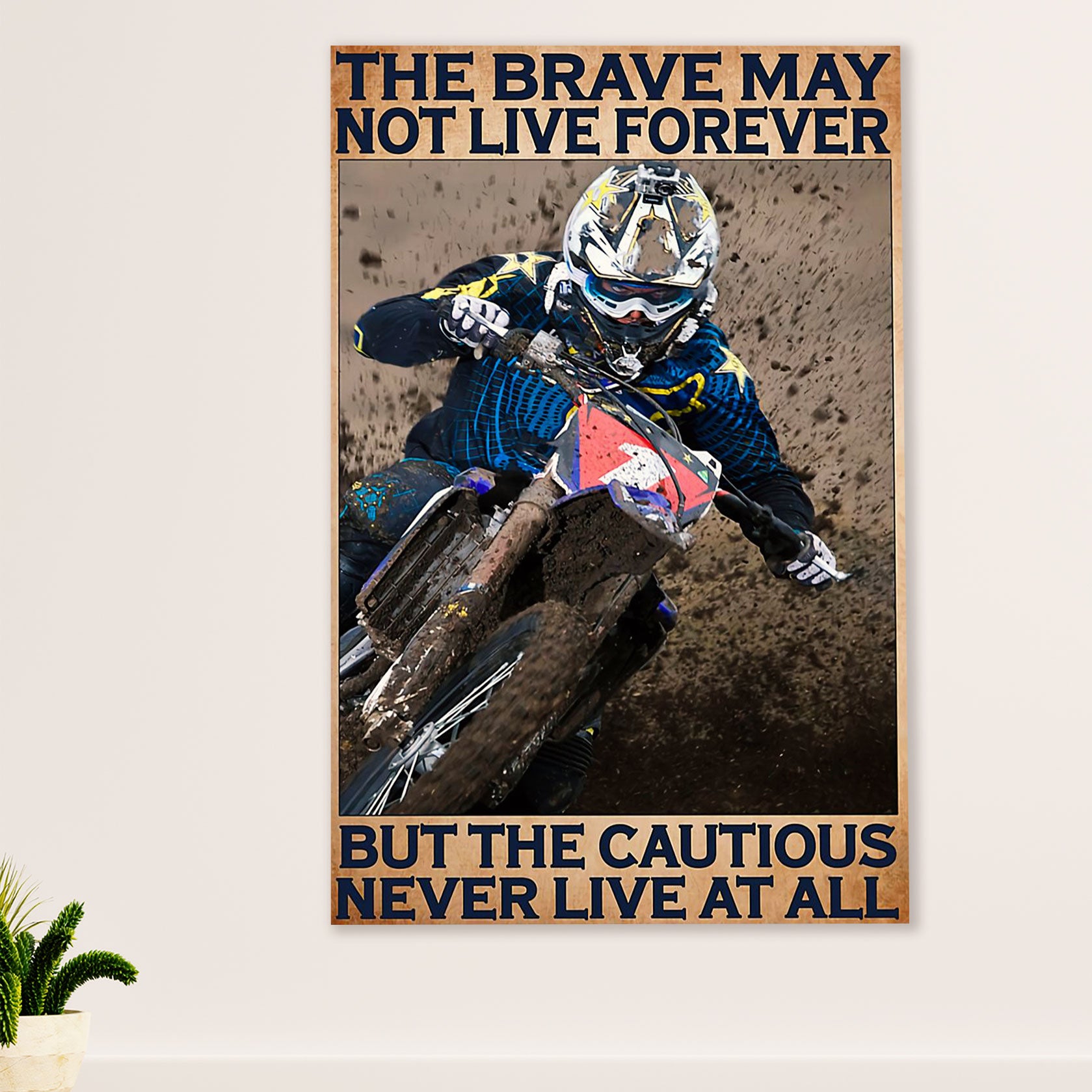 Metal Motorcycle Poster Wall Art Prints | Cautions Never Live | Home Decor Gift for Biker