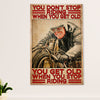 Metal Motorcycle Poster Wall Art Prints | Get Old When Stop | Home Decor Gift for Biker