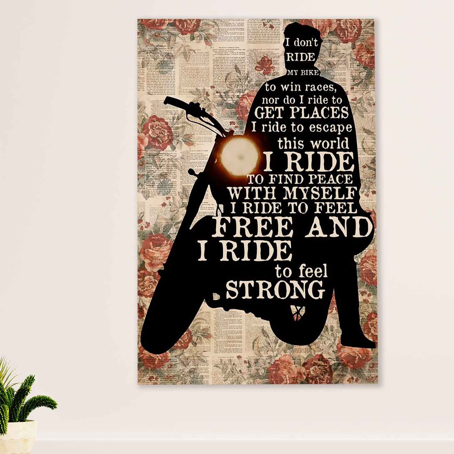 Metal Motorcycle Poster Wall Art Prints | Feel Free | Home Decor Gift for Biker